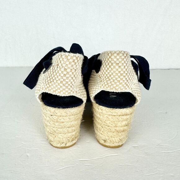 Viscata Escala Canvas Espadrille Wedges Size 39 US 8 Navy Blue Lace Up Handmade - Picture 7 of 10